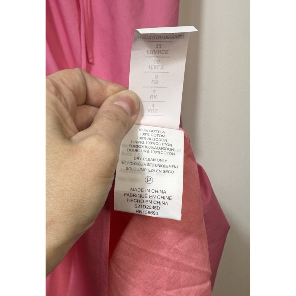 NWT MSRP $395 NICHOLAS Baylee Maxi Dress SZ 0 XS PINK RESORT 100% Cotton Summer - Picture 5 of 14